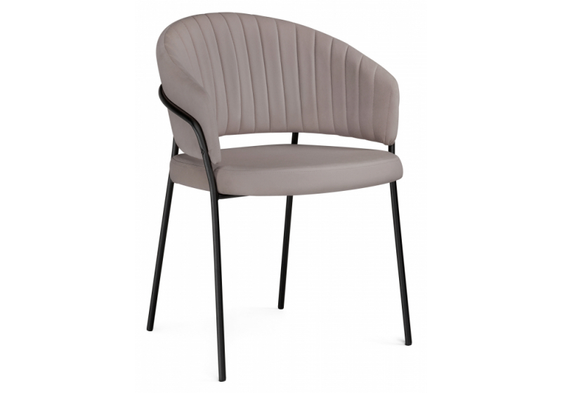 Стул на металлокаркасе Лео латте Brendy Smoke 04 / черный (56x52x80). 