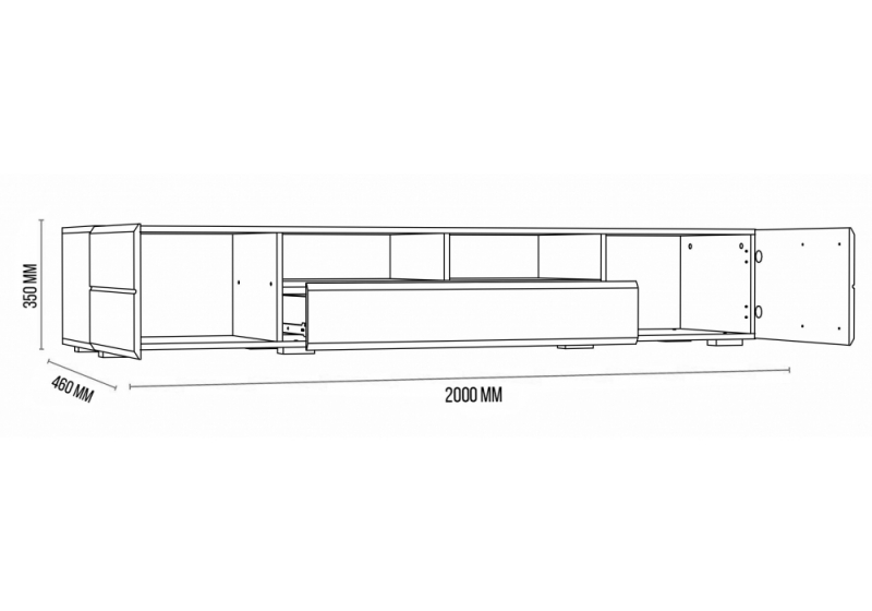 ТВ-тумба Иоги 2.0 венге / белый глянец (200x46x35)